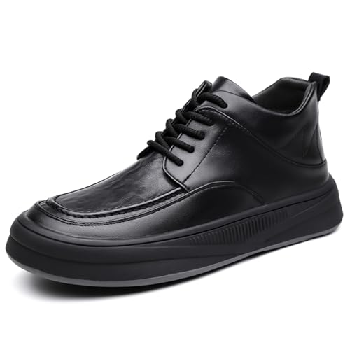 Men's Genuine Leather Lace Up Platform Oxford Shoes Comfortable Non Slip Round Toe Derby Shoes for Business Formal Office Work Driving Wedding