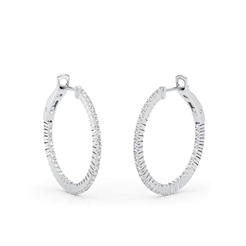 1.5-7 Carat Moissanite Oval or Round Inside Out Hoop Earrings for Women in 925 Sterling Silver with Rhodium Plating (D-E, VVS1-VVS2, cttw, DEW) Omega Back Hoops by GLAM AND GEMS2