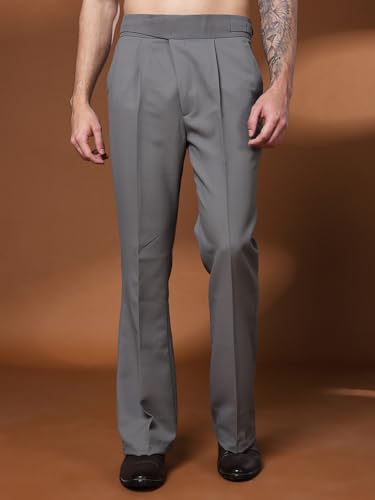 Image of Gurkha Pants for Men | Trouser for Men | Formal Pant | Classic Button | Bell Button High Waist Pleated Casual Trousers | Flared Leg Pants for Office Smart Casual Travel Party