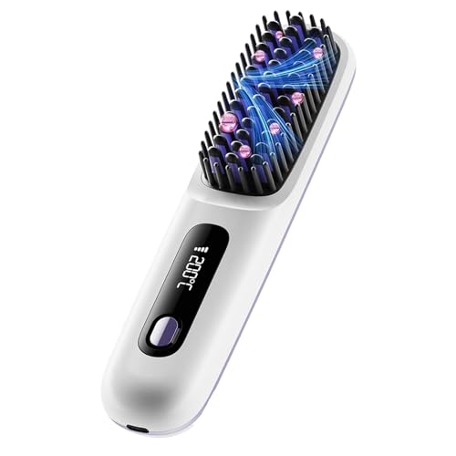 Iouyjiu Alineador Inalámbrico | Alisador De Viaje | Peine Cerámico Con Pantalla Led 3 Ajustes De Temperatura Para Uso En Casa Playa Y Salon