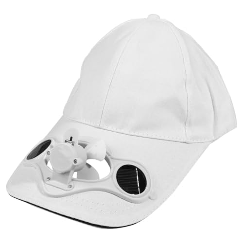 BESPORTBLE Sombrero con Ventilador Solar, Tapa de Algodón Blanco con Interruptor, Refrigeración Portátil Adecuado para Fiesta Verano y Protección Solar