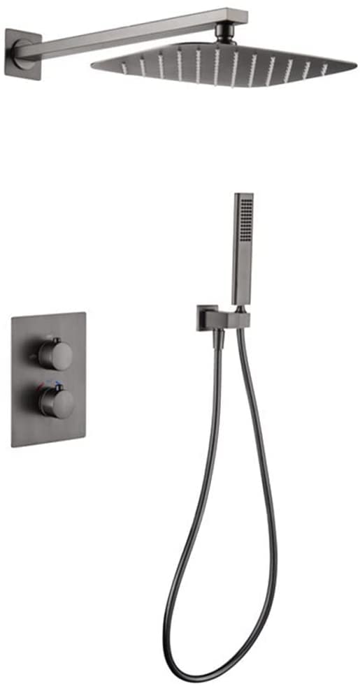 Système de douche effet pluie gris pistolet pour salle de bain moderne