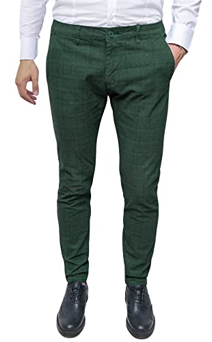 Pantalons homme hiver slim fit à cadres Prince de Galles chic