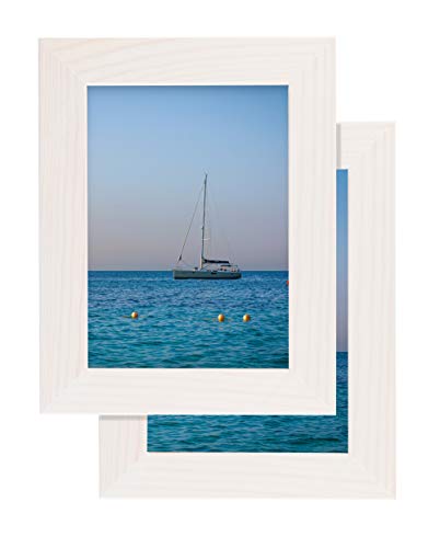 Image of Rustic Wooden Poster Picture Frame 12x16 - Natural Solid Eco Distressed Wood for Wall Mounting Photo Frame - White