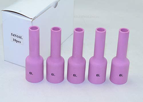 Image of RIVERWELD TIG Gas Lens Alumina Nozzles 54N16L #6L 3 /8 inch 9.5mm 10pcs