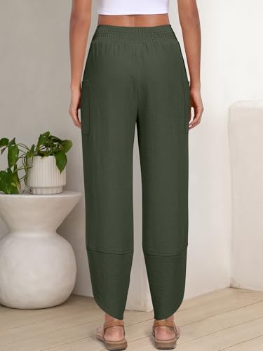 Image of ANRABESS Womens Wide Leg Palazzo Capri Pants 2026 Summer Casual High Waisted Barrel Lounge Flowy Cropped Beach Work Trousers