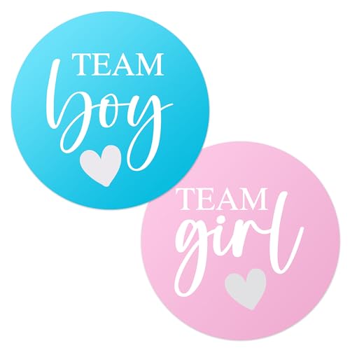 Pink or Blue Baby Gender Reveal Party Stickers – 100 Count (50 Team Boy + 50 Team Girl) – Gender Reveal Decorations & Voting Labels for Guests