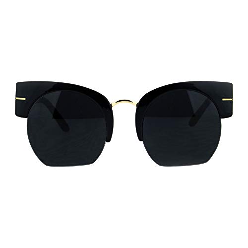SA106 Womens Retro Mod Thick Plastic Half Horn Rim Crop Bottom Sunglasses