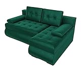 BROMARKT Ecksofa KASTELL 2 L-Form Schlafsofa Wohnlandschaft Links/Rechts Couch, Bettkasten,Schlaffunktion,viele Farbvarianten (Rechts, Monolith 37 – Grün, h80 x t141 x b200 cm)