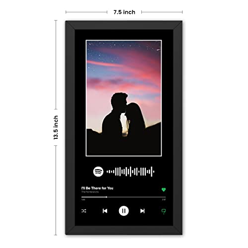 Image of Ritwika's Personalized Desk Photo Frame With Customizable Spotify Song And Photo Of Your Choice | Plaque For Your Loved Ones (Black Background - Wall Spotify 7.5 x 13.5 Inch)