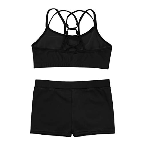Girls Two Piece Sports Outfit Dance Crop Top Bra with Shorts Set for Gymnastics Dancing Swimwear4