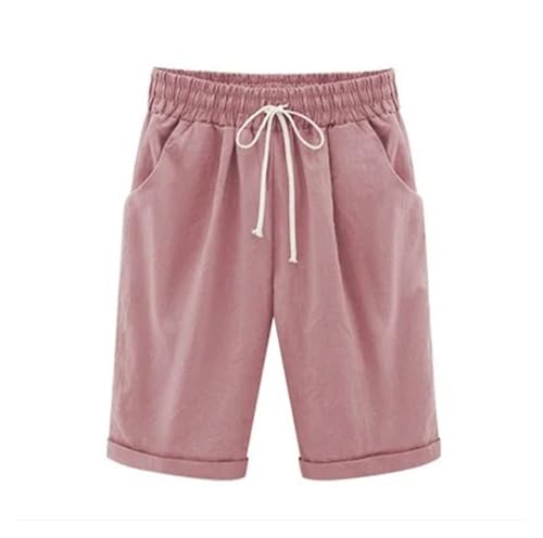 Short femme grande taille rose 6XL en coton pour l'été décontracté