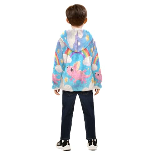 Cute Dragon with Rainbow Stars Toddler Fleece Jacket Girl Boys Hooded Fleece Jacket Coat Warm Outwear Zip-up 3-10T4