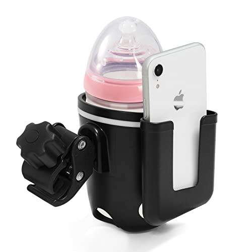 Beberoad Love Stroller Cup Holder Universal Cup Holder with Phone Holder/Organizer Bike Cup Holder with Large Caliber Design Cup Holder Attachment for Bike/Walker/Wheelchair/Organizer