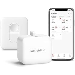 Switchbot Smart Switch Button Pusher (Bluetooth) – Fingerbot for Rocker Switch/One-Way Buttons, App Timer Control, No Wiring, Optional Hub Required for Voice/Remote, White