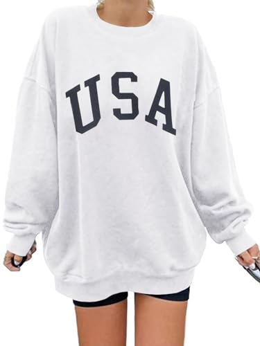 Image of Langwyqu Women's Oversized Sweatshirt Los Angeles California Crewneck Long Sleeve Casual Loose Pullover Tops