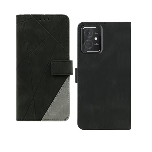 Image of amazon basics HMD Vibe 5G Flip Cover | Card Pockets Wallet & Stand | Flip Cover for HMD Vibe 5G (Black with Grey)
