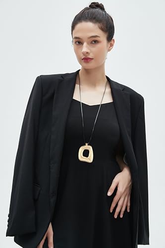 Long Boho Necklaces for Women Vintage Leather Wooden Pendant Y Choker Ethnic Style Gold Circle Hippie Sweater Necklace3