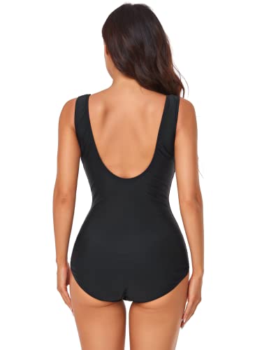 BIMEI Women's High-Neck One-Piece Mastectomy Swimsuit Pocketed Swimwear 013B2