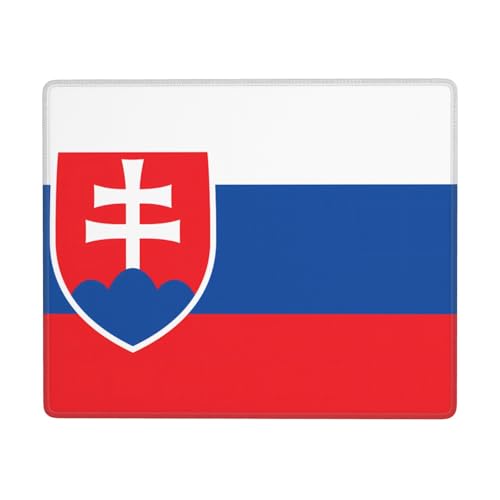 Tapis de souris antidérapant 17,8 x 22,9 cm horizontal avec drapeau de la Slovaquie pour ordinateur portable et console de bureau