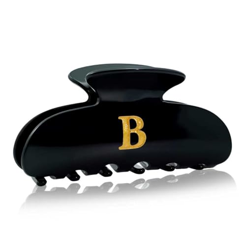 Image of Acrylic Letter Hair Clips for Women -Black Monogram Hair Claw Alphabet Large Hair Clip, Fashion Glitter Claw Clips Elegant And Durable Hair Accessory, Letter B