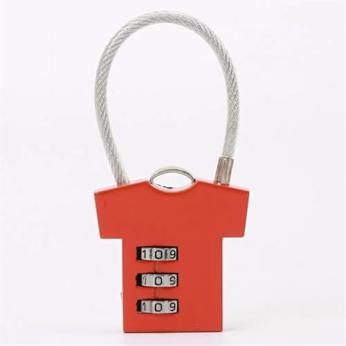LHKQHRDL Mini cadenas en fil d'acier en forme de t-shirt créatif, verrou de sécurité for valise, armoire, casier(Red)