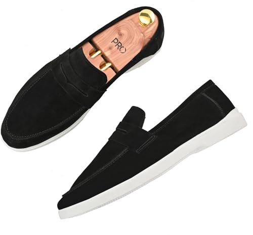 Image of Men Suede Leather Loafers with Bow - Cushioned Comfort, Durable Sole & Everyday Luxury
