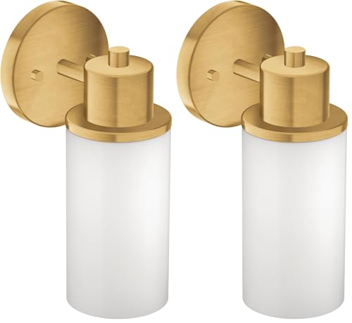 Image of Moen DN0761BG Iso 1-Light Dual-Mount Bath Bathroom Vanity Fixture with Frosted Glass, Brushed Gold (Pack of 2)