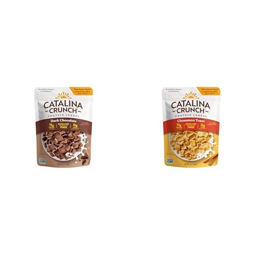 Catalina Crunch Protein Cereal - Sugar Free Breakfast Cereal with 11g of Protein - Gluten Free, Keto Friendly - Dark Chocolate & Cinnamon Toast Crunch, 9 oz. Bags (Pack of 2)