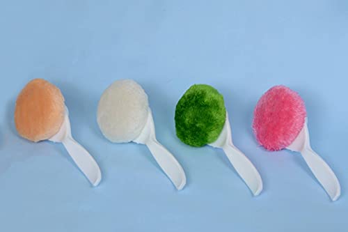 Image of The ChipmunK Store's Makeup Powder puff Combo with handle (Peach, White, Green, Pink)