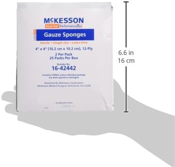 Mckesson Performance plus Gauze Sponge Cover Dressing Sterile, 4 X 4 Inches, Box of 50(packaging may vary)