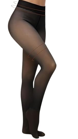 Dual-Tone Thermal Fleece Stockings for Women and Girls, Winter Warm, Translucent Sheer-Look-picture-35