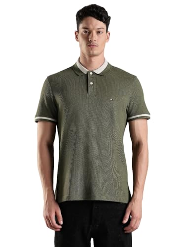 Image of Tommy Hilfiger Solid Regular Fit Cotton Polo T-Shirt