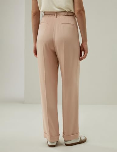 LilySilk Women 100% Silk Suit Pants Back Elastic Straight Leg Solid Casual Trousers for Ladies Work Spring Mahogany Rose2