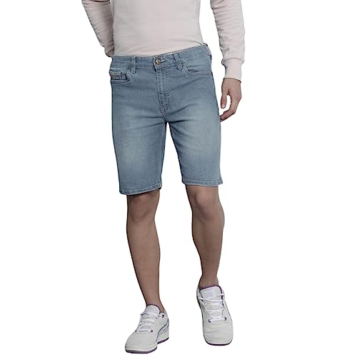 Image of The Indian Garage Co Men Slim Fit Two Toned Mid-Rise Denim Shorts