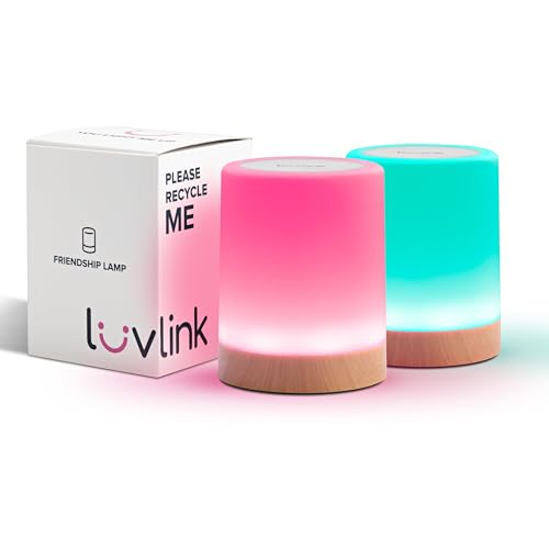 LuvLink Friendship Lamp v2.0 - Long Distance WiFi Touch Lamps for Couples, Friends & Family | Stay Connected from Anywhere – Easy App Setup – No Subscription (Set of Two)