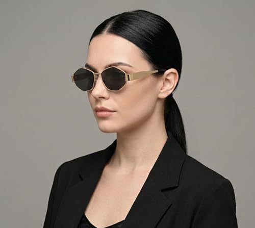Image of TERRY & CO Retro Sunglasses for Women - Trendy Vintage 90s Metal Square Shades with 100% UV400 Protection | Lightweight Medium Aesthetic Sun Glasses for Ladies | Includes Protective Case