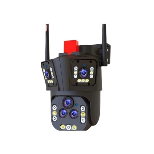 Cámara de vigilancia inteligente de 20 MP con múltiples lentes, zoom de 20X, PTZ, hogar inteligente, seguimiento humano con IA, cámara CCTV de 360 ​​grados for exteriores.(US Plug,20MP NO SD Card)