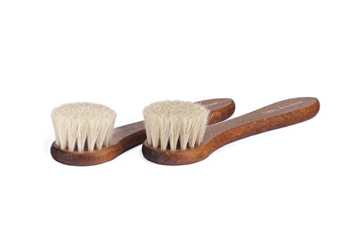 Langer & Messmer set di 2 spazzole (bianco/bianco) per stendere la crema sulle scarpe - 100% crine - kit cura della scarpa professionale