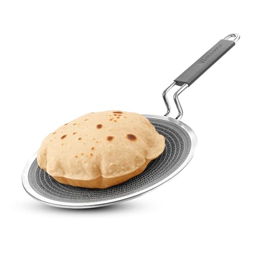 Image of BERGNER Hi-Tech Giro Triply 22cm RotiTawa, Honeycomb Mesh Non-Stick Coating, PFOA Free, Even Heat Distribution, Sturdy and Durable Stay Cool Handle - Induction and Gas Stove Ready