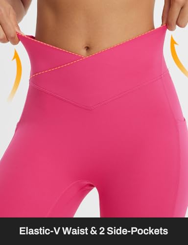 Image of baleaf Capri Leggings for Women Knee Length Yoga Workout Capirs Leggings with Pockets Tummy Control Stretch