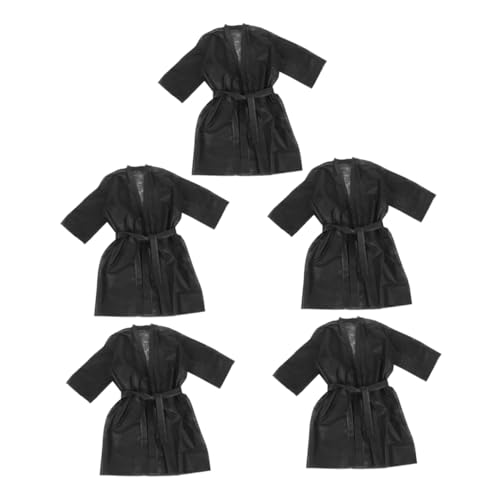 BESPORTBLE 5pcs Spa Robes for Women Men Disposable Bath Wrap Dress Non-woven Spa Suit Black