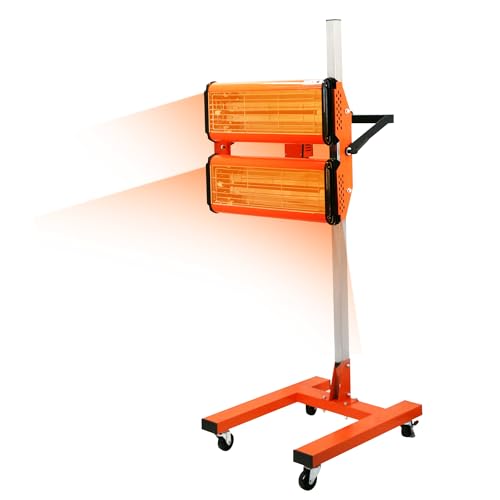 Fast-Drying 2000W Infrared Paint Curing Lamp for Auto Body Repair – Shortwave Heater with Adjustable 0-60 Min Timer, Mobile Stand & Wheels, Professional Car Paint Dryer – 110V/60Hz