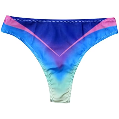 Women's Vintage Print Low Waist Brazilian Bikini Bottom Swimwear Briefs Swimwear Brazilian Bikini Bottom Side Tie Thong Bathing Swimbottom Swimwear Women Plus Size, darkblue, L Cover