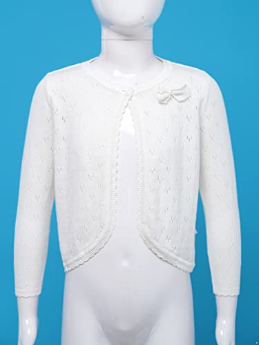 Kids Girls Long Sleeve Lace Flower Closure Knit Bolero Shrug Short Cardigan Sweater4