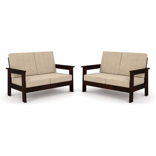 Image of Sheesham Wooden 4 Seater Sofa for Living Room | Solid Wood Sofa | Rosewood Sofa Set for Home & Office | Lounge (Walnut, 4 Seater)