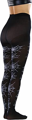 Image of ToBeInStyle Women's Spiderweb & Crawling Spider Print Hosiery Tights & Thigh High Stockings