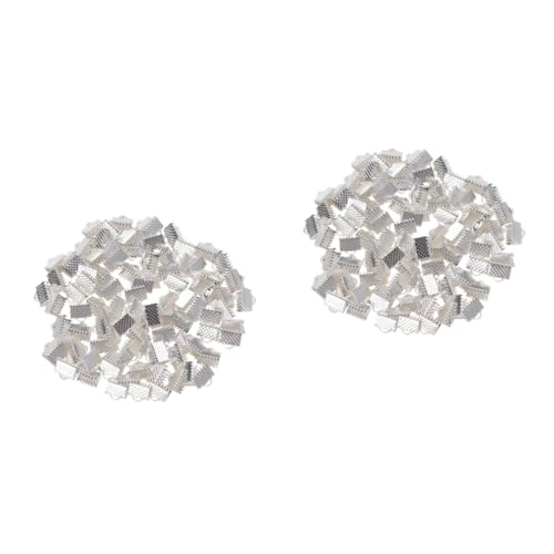 STOBOK 2sets 8mm Plated Ribbon Ends Fastener Clasps Textured Crimp End Clamps for Jewelry Making Mazi Buckles Zipper Clips DIY Accessories 100pcs*2