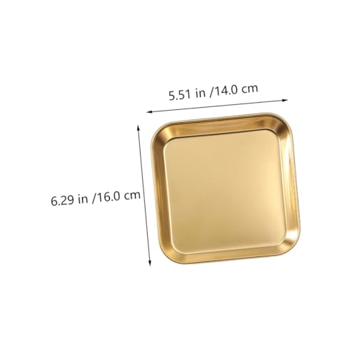 FONDOTIN ステンレス製長方形ディナープレート 金色 食器収納便利 重ね置き可能 耐衝撃 耐汚れ加工 やフルーツ盛り付けに 家用テーブルウェ