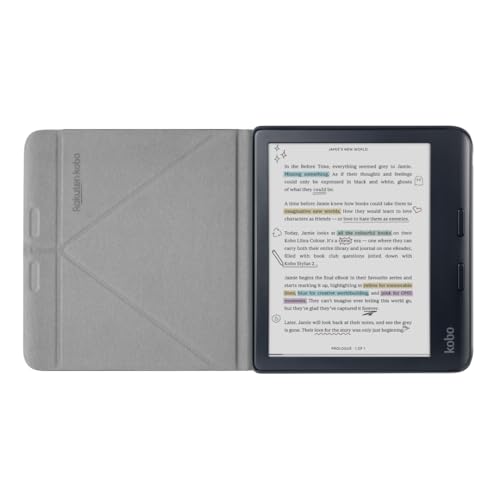 Image of Kobo Libra Colour SleepCover Case | Black | Sleep /Wake Technology | Built-in 2-Way Stand | Vegan Leather | Compatible with 7 inch Kobo Libra Colour eReader